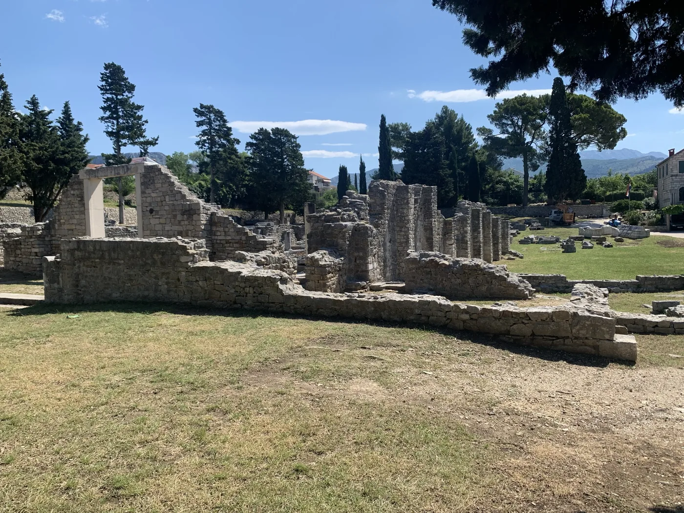 Roman and early-Christian stone ruins at the Manastirine necropolis, Salona, near Split, Croatia